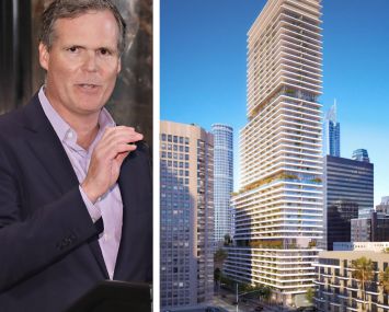 John B. Kessler and a rendering of Eighth, Grand and Hope.