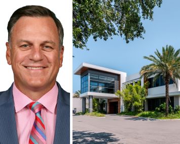 John Crotty, principal at Avison Young, and FXE Gateway. The property includes a 20,150-square-foot building and an attached 18,048-square-foot private hangar that can hold up to four planes.