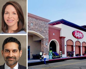 Kathleen McCarthy and Nadeem Meghji of Blackstone, and Peninsula Marketplace in Huntington Beach, Calif.